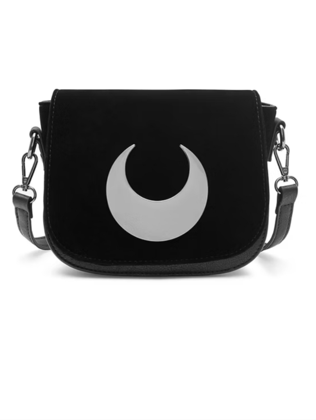 Killstar Black Crossbody Bag With Silver Crescent